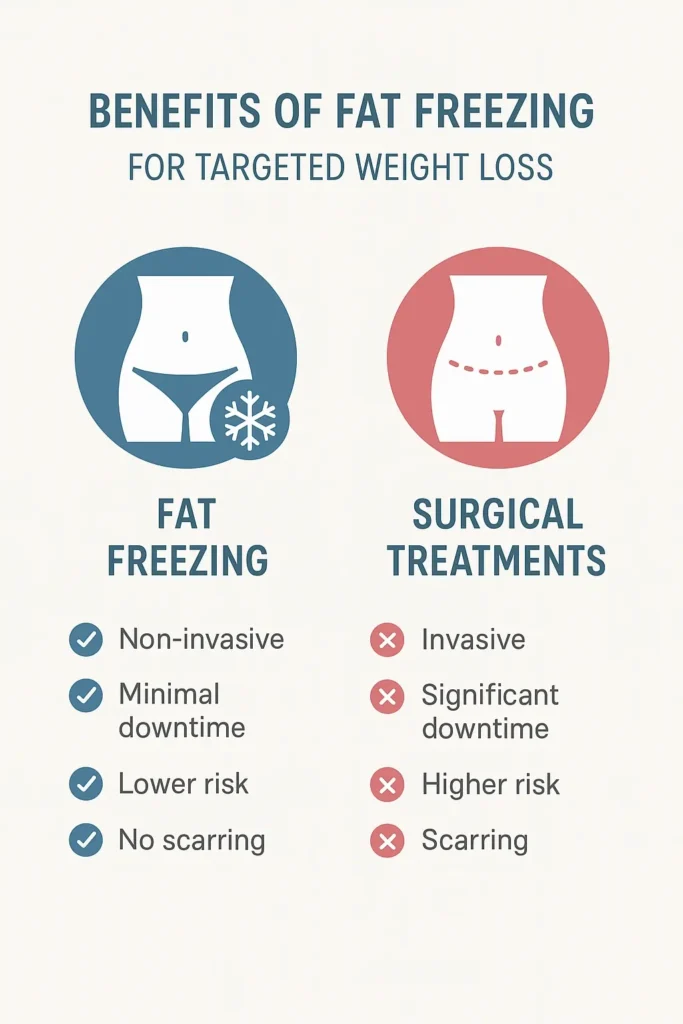 graphic showing the benefits of fat freezing Bournemouth