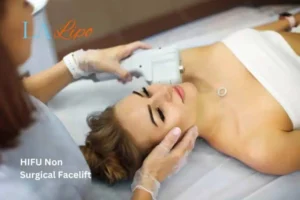 Woman having Hi-Fu to reduce wrinkles Bournemouth.