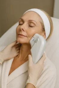 Woman receiving HIFU non surgical facelift treatment Bournemouth