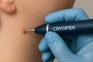 Person receiving skin tag removal Bournemouth